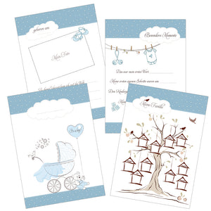 Musterseiten Babybuch A5 und A4 blau