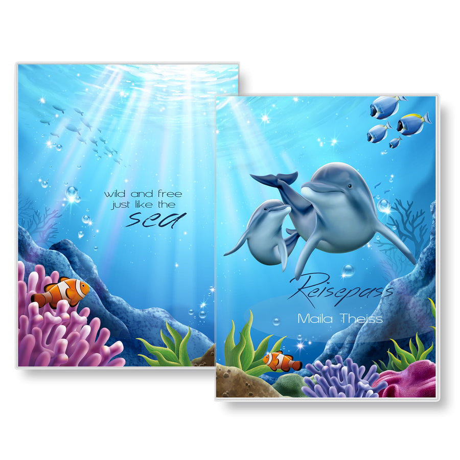 Kinder Reisepass Hülle Delfin Family