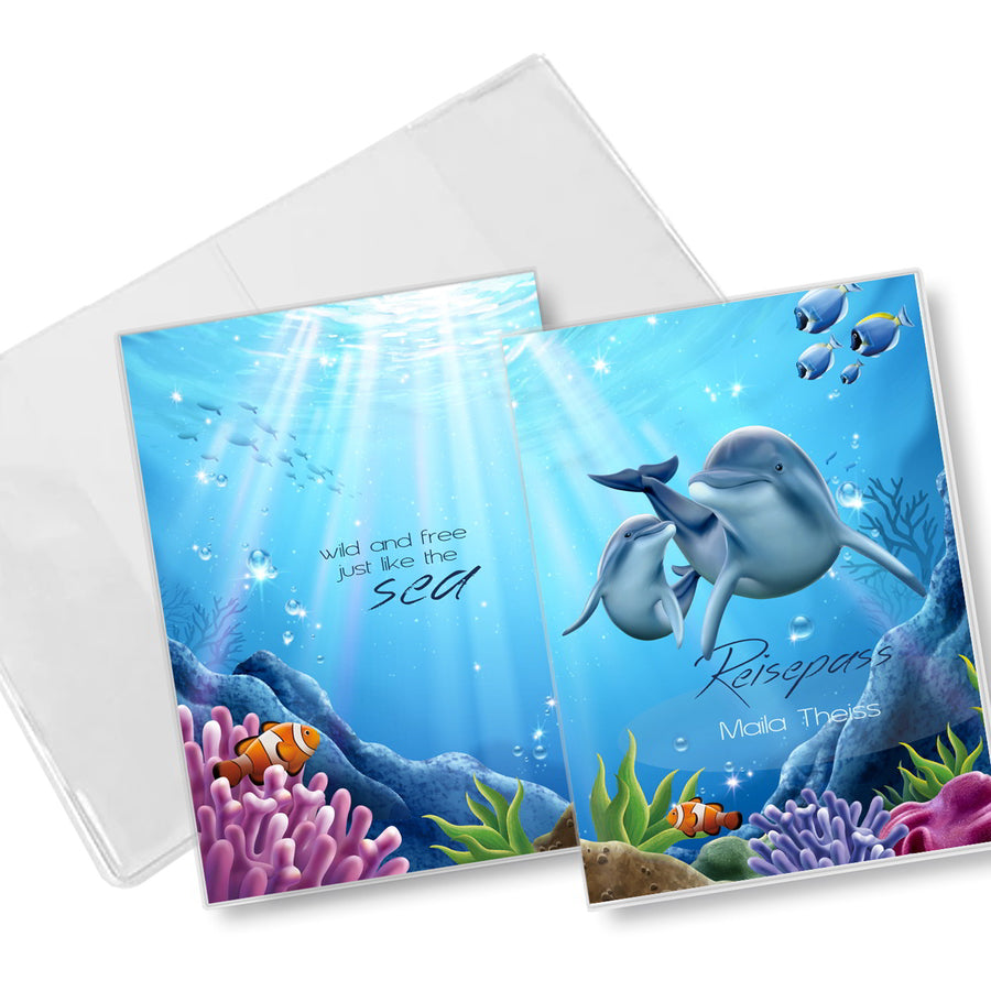Kinder Reisepass Hülle Delfin Family